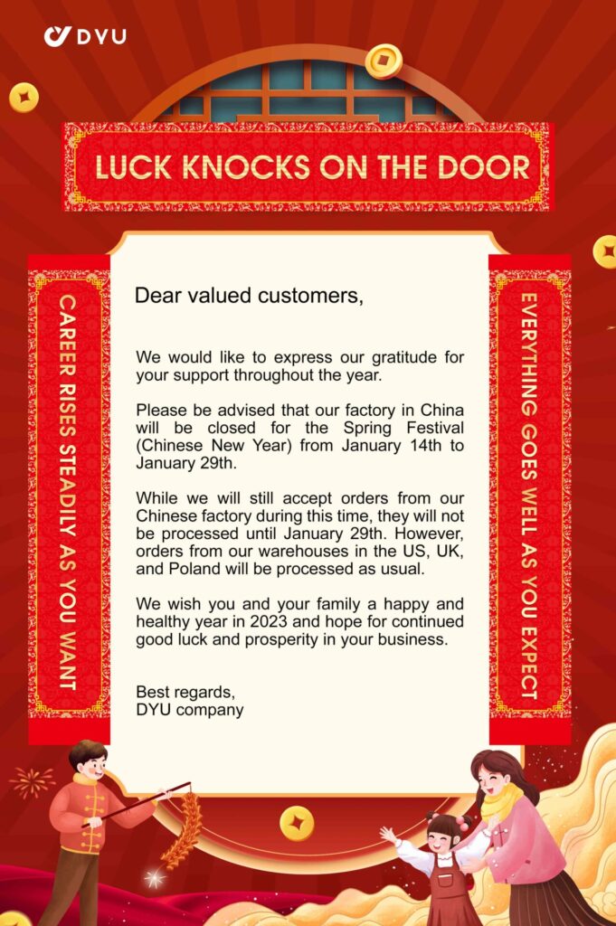 Happy Lunar New Year 2023 Poster Chinese New Year Holiday Notice - DYU