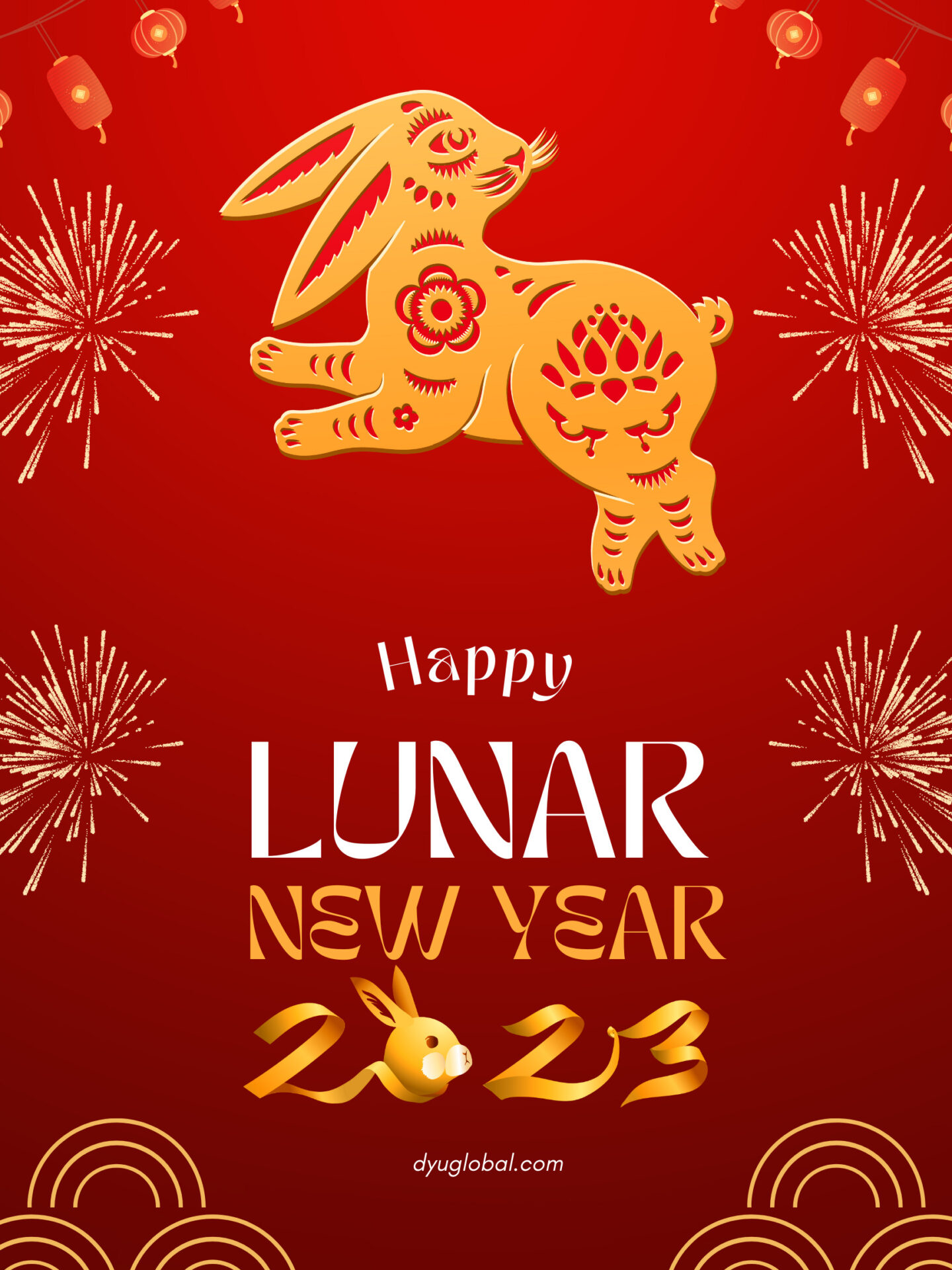 Red Modern Happy Lunar New Year 2023 Poster Chinese New Year Holiday Notice - DYU